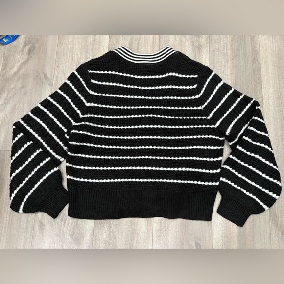 Cato Black and White Striped Cardigan with Bow Details Size XL - Picture 3 of 8